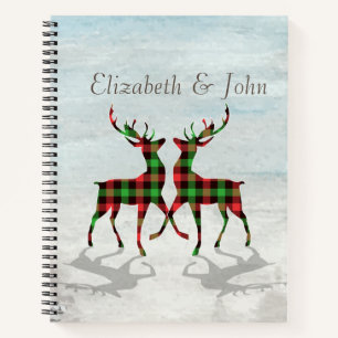 Adorable Christmas Reindeer Buffalo Plaid Notebook