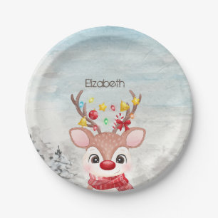 Adorable Christmas Reindeer  Paper Plate