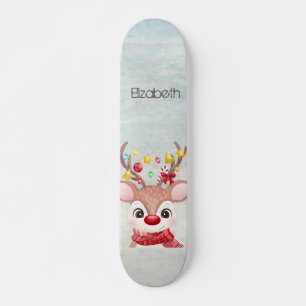 Adorable Christmas Reindeer Skateboard