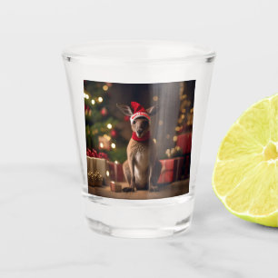 Adorable Christmas Santa Kangaroo, Shot Glass