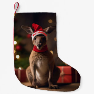 Adorable Christmas Santa Kangaroo, Small Christmas Stocking