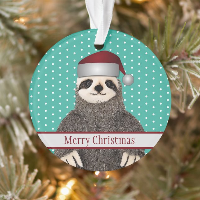 Adorable Christmas Santa Sloth Cute Kid's Animal  Ornament (Tree)