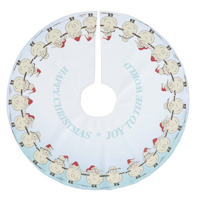 Adorable  Christmas Sheep Brushed Polyester Tree Skirt (Front)