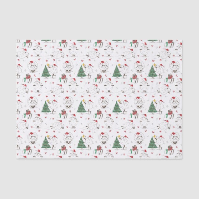 Adorable Christmas Sheep Tissue Paper (Front)