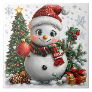 Adorable Christmas Snowman Tile