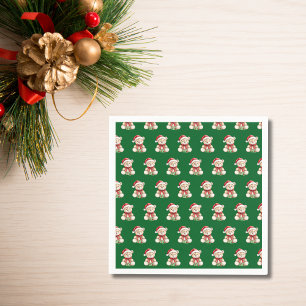 Adorable Christmas Teddy Bear Napkin