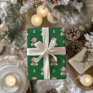 Adorable Christmas Teddy Bear Wrapping Paper
