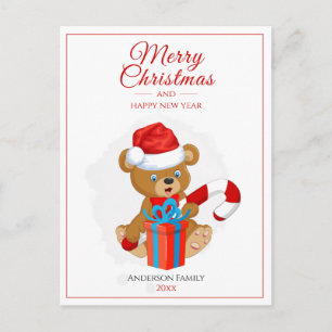 Adorable Christmas Teddy Personalised Christmas Postcard