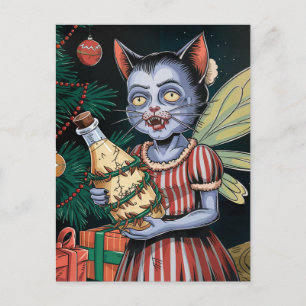 Adorable Christmas Vampire Fairy Postcard