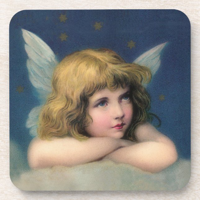 Adorable Christmas Vintage Angel Coaster (Front)