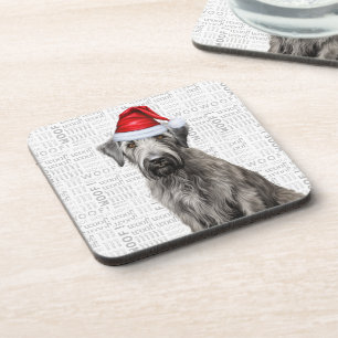 Adorable Christmas Wolfhound Dog Woof Word Art Coaster