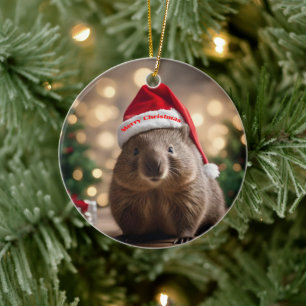 Adorable Christmas Wombat, Ceramic Tree Decoration