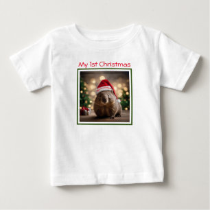 Adorable Christmas Wombat, First Christmas, Baby T-Shirt