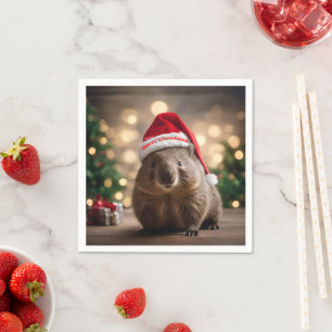 Adorable Christmas Wombat, Napkin