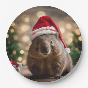 Adorable Christmas Wombat, Paper Plate