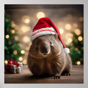Adorable Christmas Wombat,  Poster
