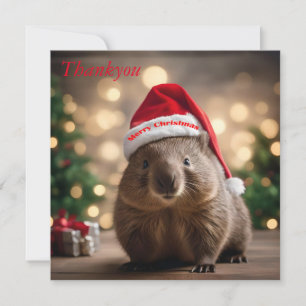 Adorable Christmas Wombat, Thank You Card