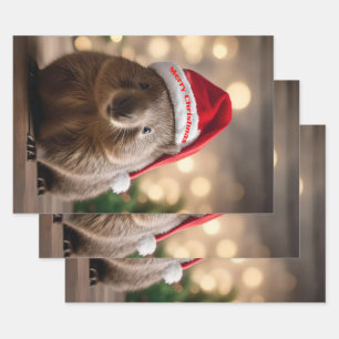 Adorable Christmas Wombat, Wrapping Paper Sheet