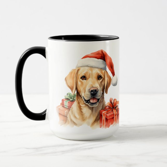 ADORABLE CHRISTMAS YELLOW LABRADOR RETRIEVER MUG (Left)