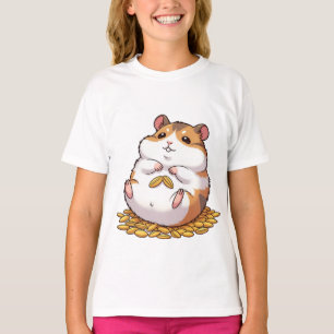 Adorable Chubby Hamster Sitting on Pile of Seeds T-Shirt