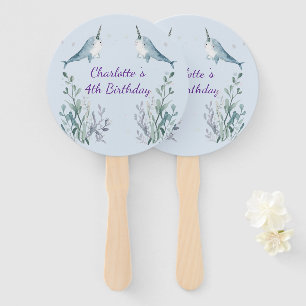 Adorable Chubby Narwhal Whale fish Seamless Sea Li Hand Fan