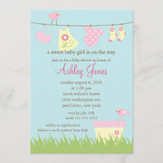 Adorable Clothesline Baby Shower Invitation