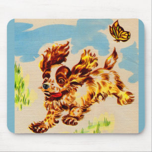 adorable cocker spaniel puppy on the run mouse pad