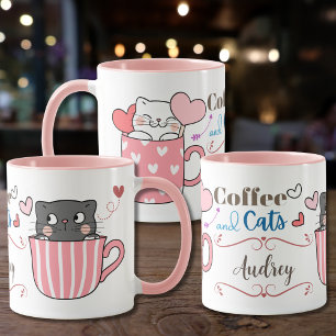 Adorable Coffee and Cats Themed Personalised Mug