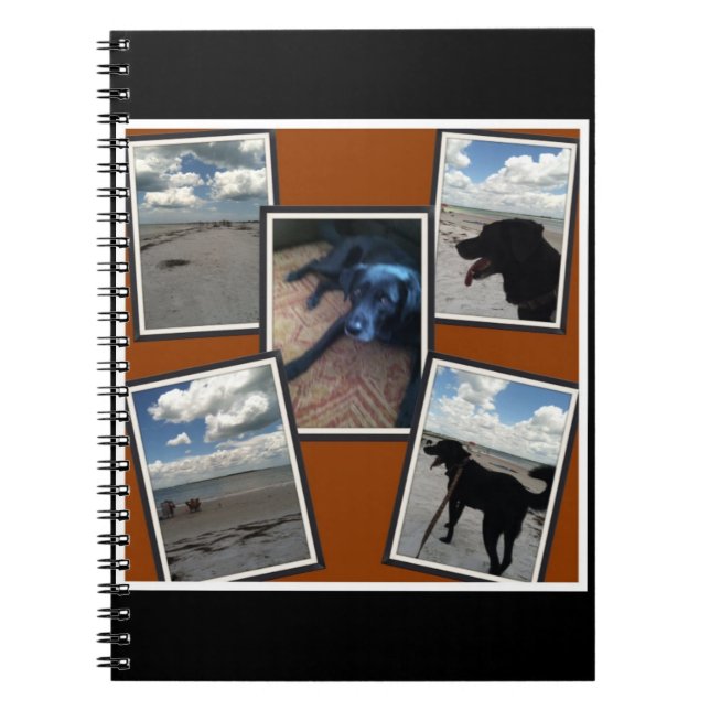 adorable collage of photos of beach and dog spiral notebook (Front)