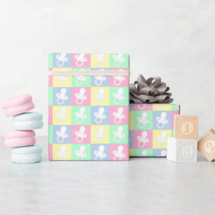 Adorable Colorful Baby Pacifier Pattern Artwork Wrapping Paper