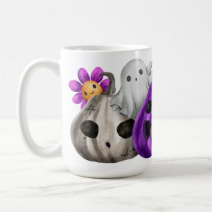 ADORABLE COLORFUL HALLOWEEN PUMPKINS GHOSTS COFFEE MUG