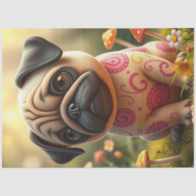 Adorable Colorful Puppy Tissue Paper (Front)