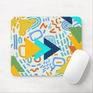 Adorable colourful 70s retro abstract pattern gree mouse pad