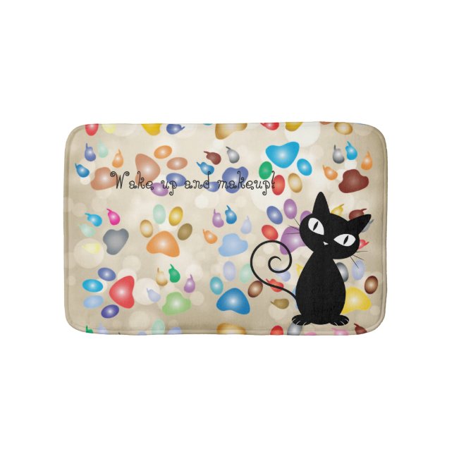 Adorable Colourful Dog Paw Prints,Bokeh Bath Mat (Front)