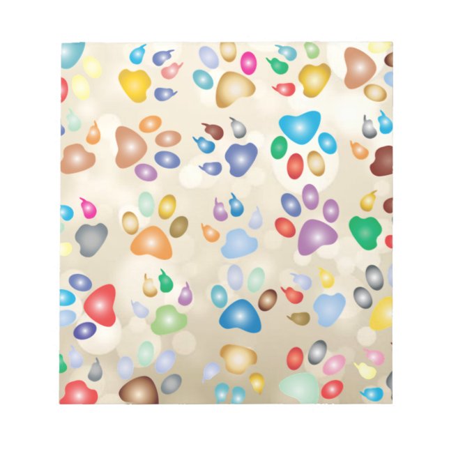 Adorable Colourful Dog Paw Prints,Bokeh Notepad (Front)