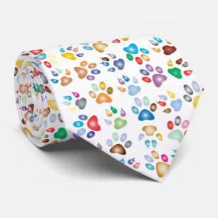 Adorable Colourful Dog Paw Prints Tie