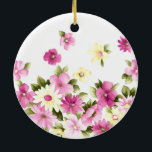 Adorable Colourful Girly Blooming Flowers Ceramic Tree Decoration<br><div class="desc">This image features blooming flowers in pink and yellow colours.Stylish florals, petals, blooms a bouquete of colours.Any girl would love to have her name personalised on this stylish design.</div>