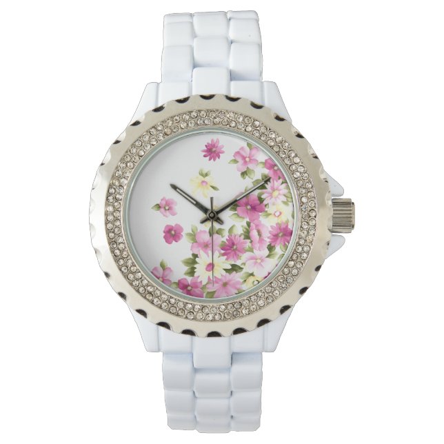 Adorable Colourful Girly Blooming Flowers Watch (Front)