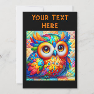 Adorable Colourful Owl Invitation
