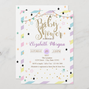 Adorable Colourful Stars Baby Shower Invitation