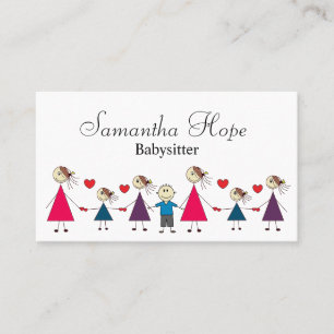 Adorable Colourful Stick Figure Children Business Card
