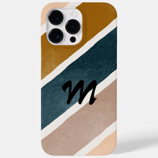 Adorable colourful stripes Teal Brown Earth tone Case-Mate iPhone Case (Back)