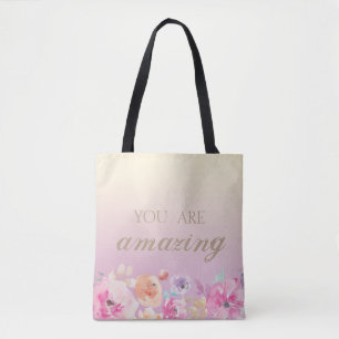 Adorable Colourful Watercolor Flowers Tote Bag