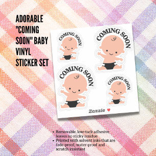 Adorable "Coming Soon" Baby Vinyl Sticker Set