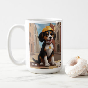 Adorable Construction Worker Dog Cute Puppy Art Coffee Mug