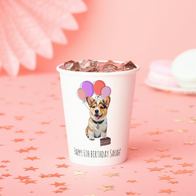 Adorable Corgi Birthday Cup Customisable (Insitu)