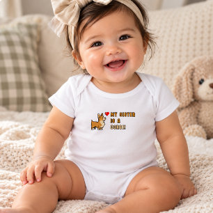 Adorable Corgi 'My Sister Is A Corgi!' Baby Shower Bodysuit