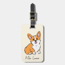 Adorable Corgi Personalised Luggage Name Tag