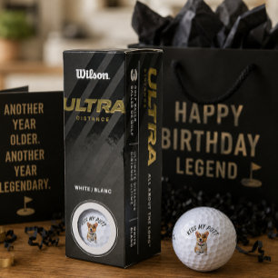Adorable Corgi Puppy Cheeky Humour 'Kiss My Putt' Golf Balls