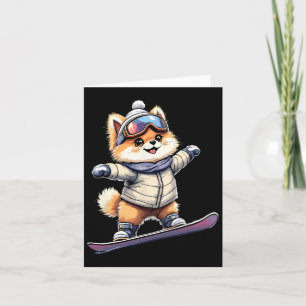 Adorable Corgi Snowboarding Fun Winter Adventure  Card
